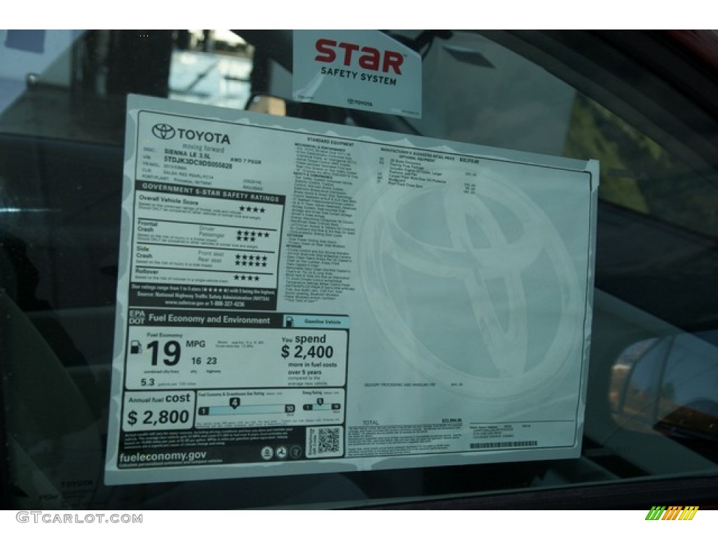 2013 Toyota Sienna LE AWD Window Sticker Photos