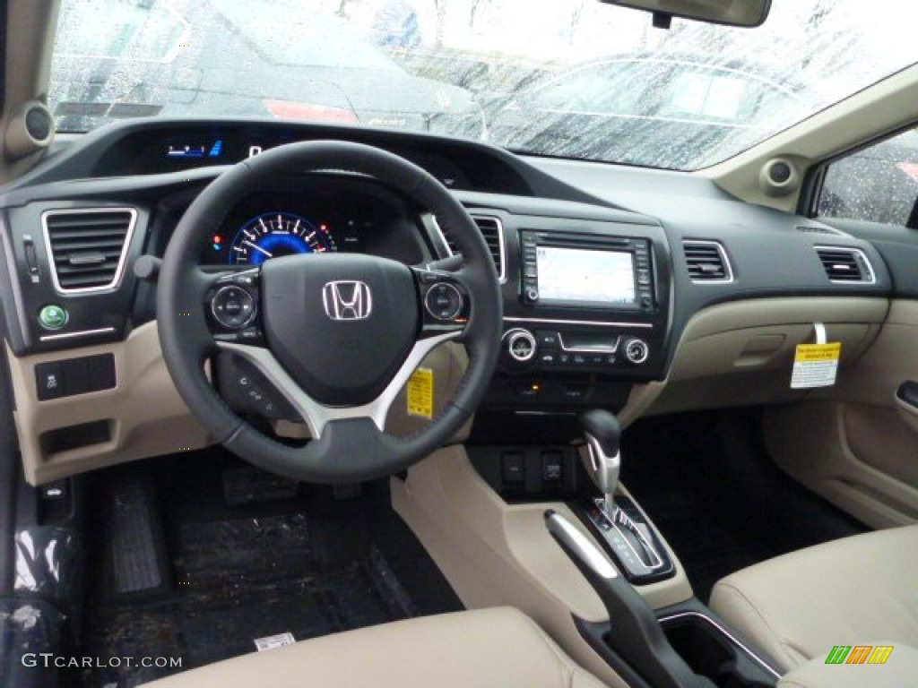 2013 Honda Civic EX-L Sedan Beige Dashboard Photo #77022992