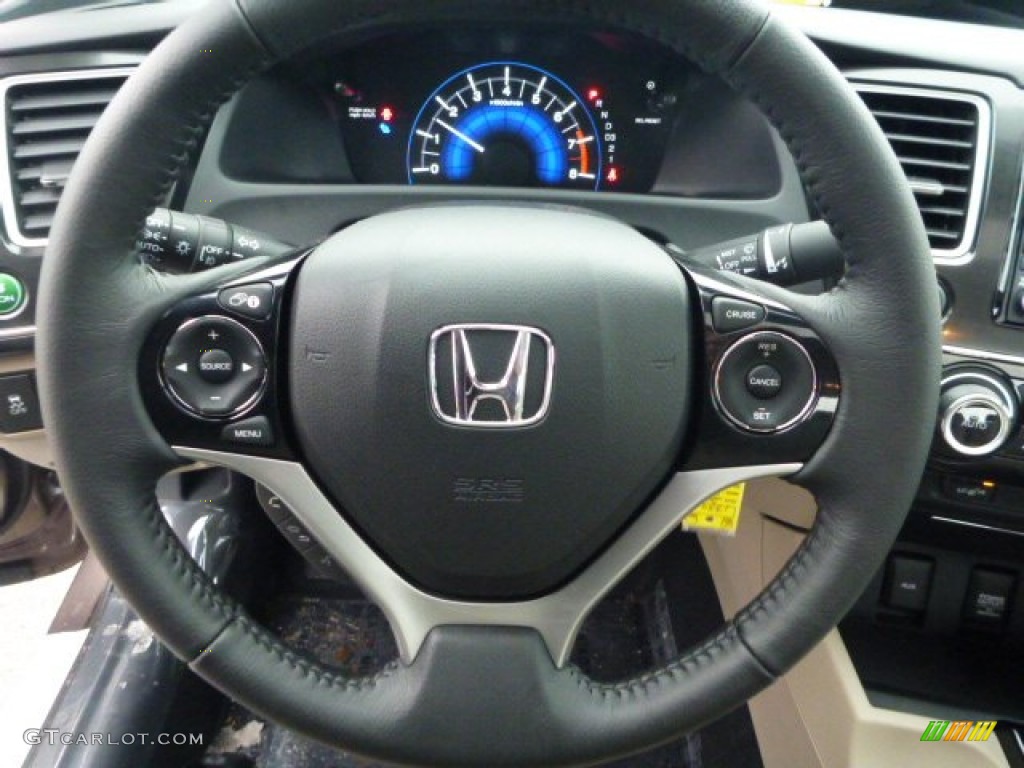 2013 Honda Civic EX-L Sedan Beige Steering Wheel Photo #77023095