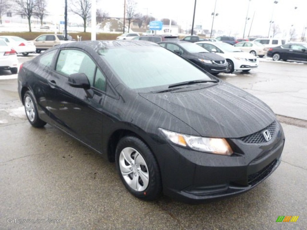 2013 Civic LX Coupe - Crystal Black Pearl / Gray photo #6