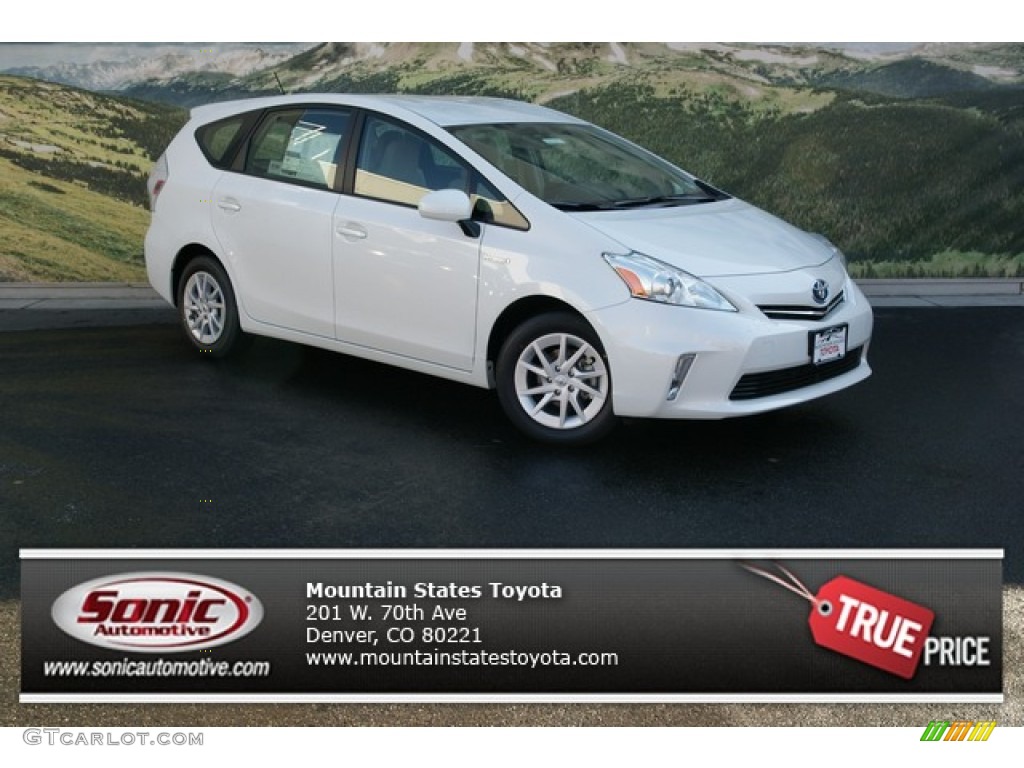 2013 Prius v Three Hybrid - Blizzard White Pearl / Bisque photo #1