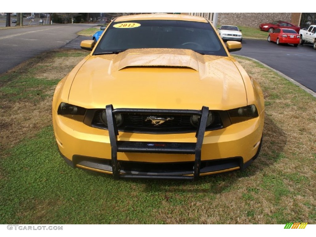 2012 Mustang GT Premium Coupe - Yellow Blaze Metallic Tri-Coat / Charcoal Black/Carbon Black photo #2