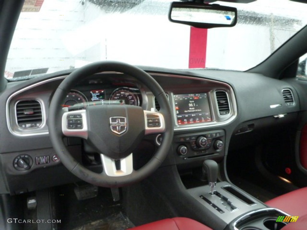2013 Dodge Charger R/T Plus AWD Black/Red Dashboard Photo #77028436