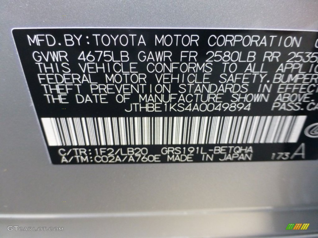 2010 Lexus GS 350 Parts Photos