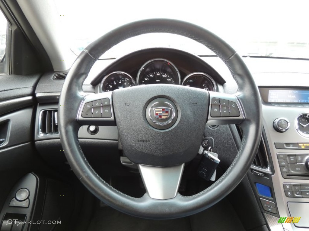 2009 Cadillac CTS Sedan Ebony Steering Wheel Photo #77030873