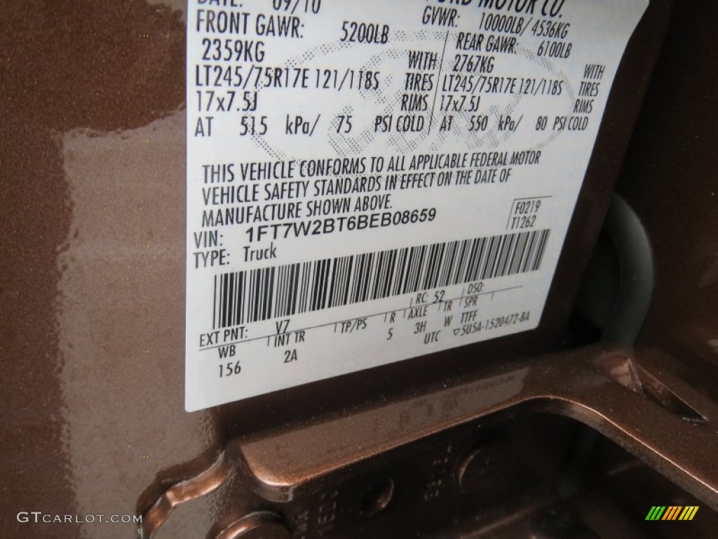 2011 F250 Super Duty Color Code V7 for Golden Bronze Metallic Photo #77034705