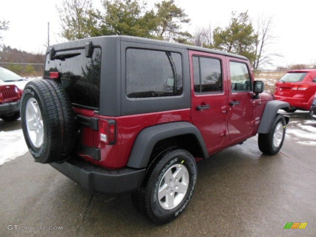 Deep Cherry Red Crystal Pearl 2013 Jeep Wrangler Unlimited Sport 4x4 Exterior Photo #77039139