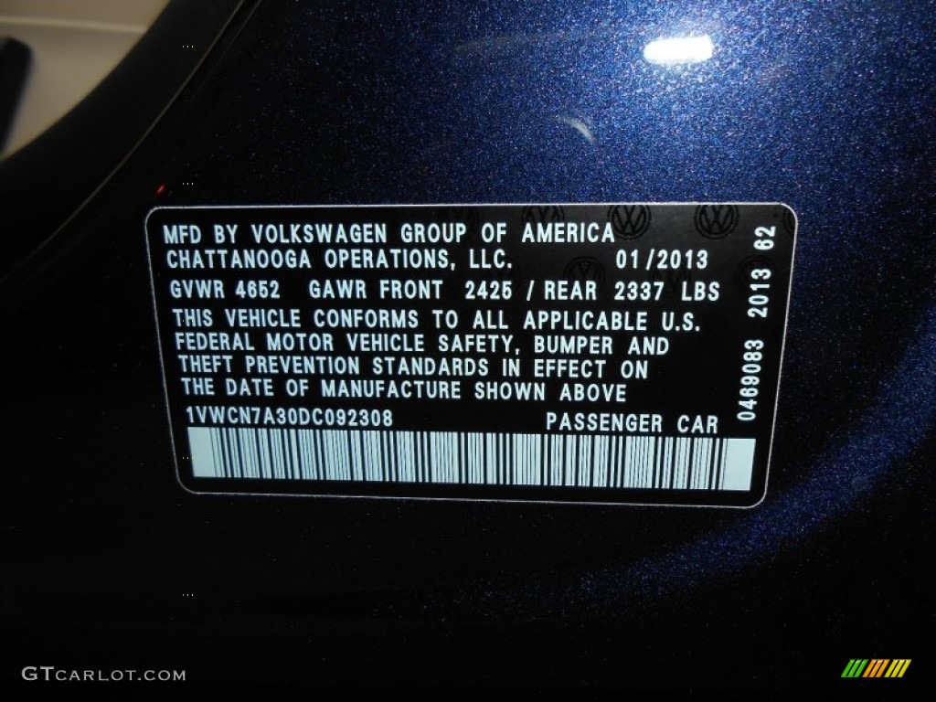 2013 Volkswagen Passat TDI SEL Info Tag Photo #77040772