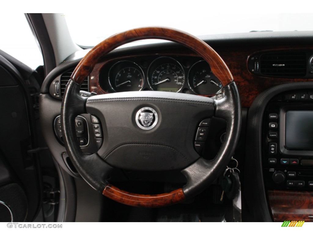 2008 Jaguar XJ XJ8 L Charcoal Steering Wheel Photo #77042028