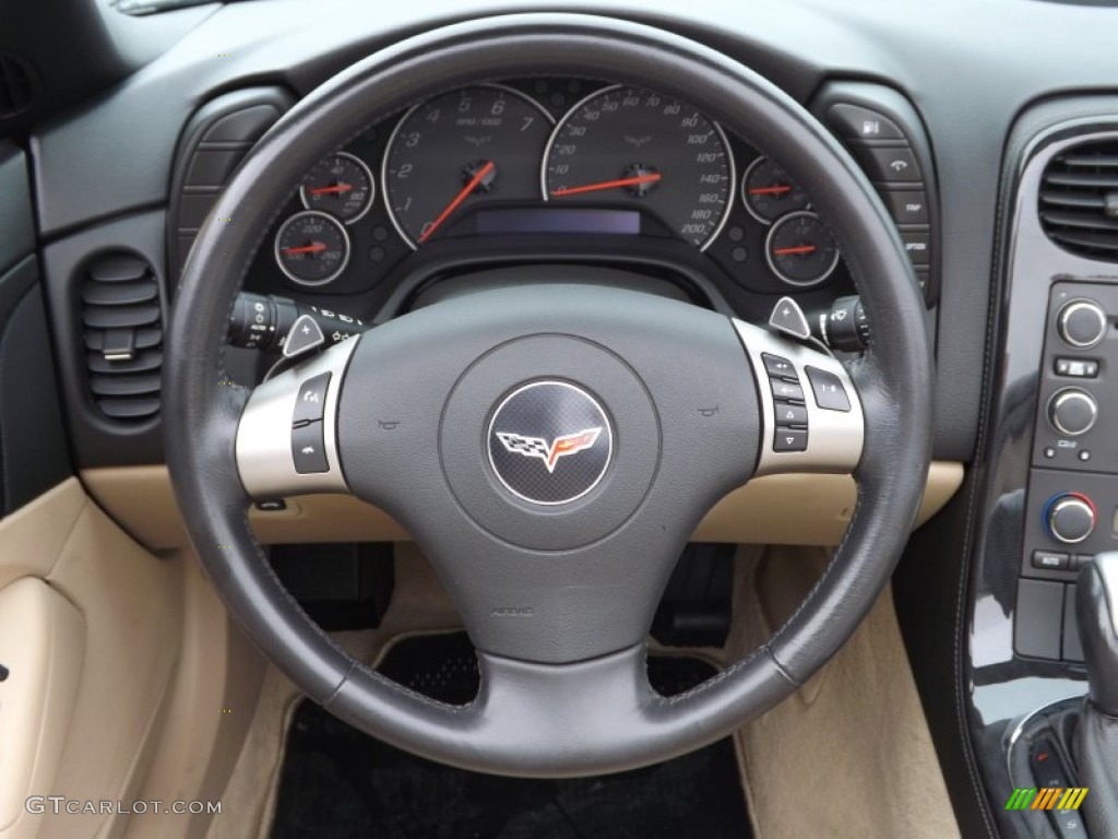 2010 Chevrolet Corvette Convertible Cashmere Steering Wheel Photo #77045161
