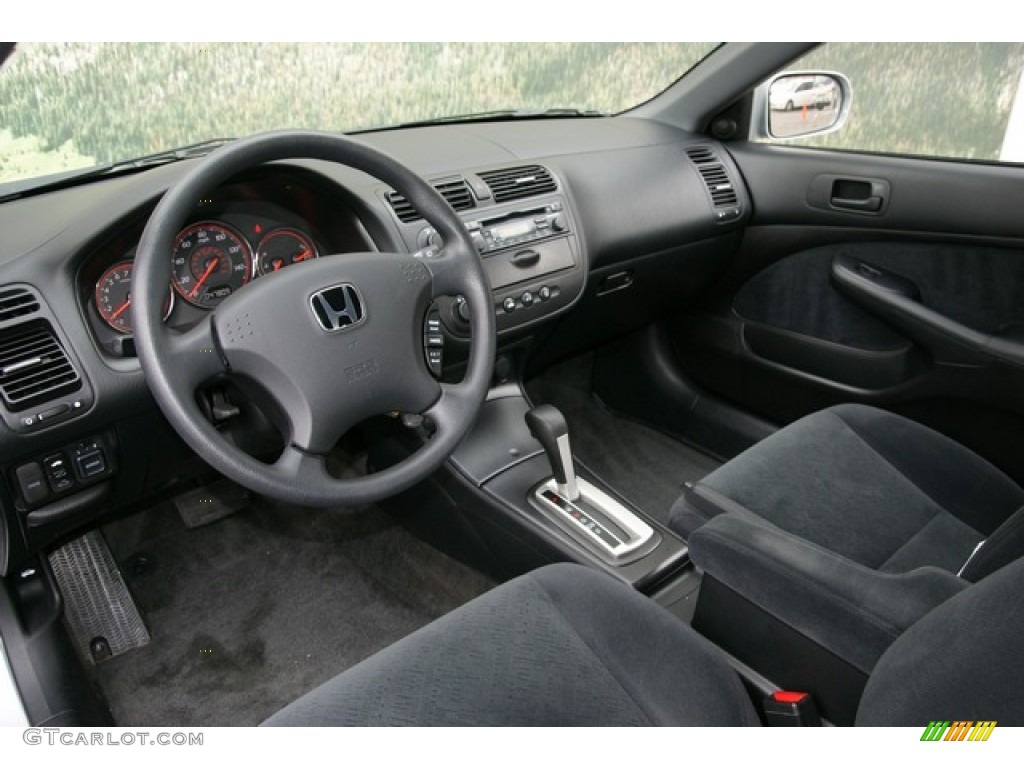 Black Interior 2005 Honda Civic EX Coupe Photo #77049691