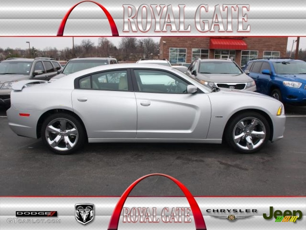2012 Charger R/T - Bright Silver Metallic / Black/Light Frost Beige photo #1