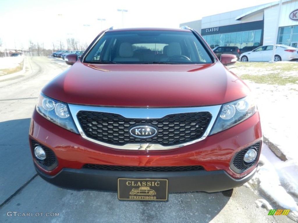 2011 Sorento LX AWD - Spicy Red / Gray photo #8