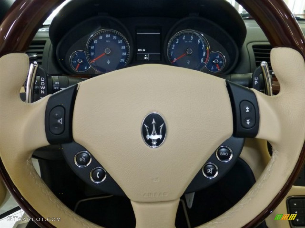 2013 Maserati GranTurismo Convertible GranCabrio Sabbia Steering Wheel Photo #77055169