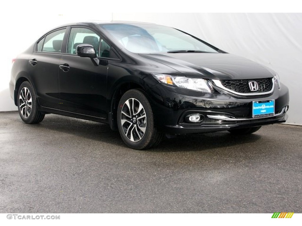 2013 Civic EX-L Sedan - Crystal Black Pearl / Black photo #1