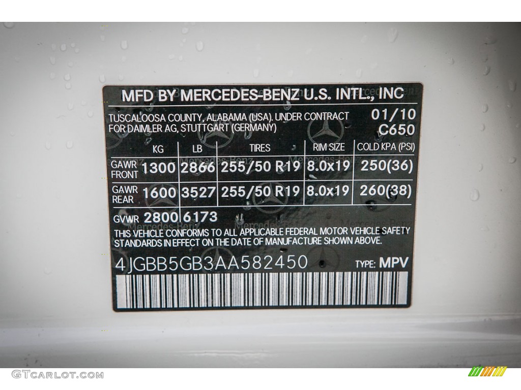2010 ML Color Code 650 for Arctic White Photo #77058424