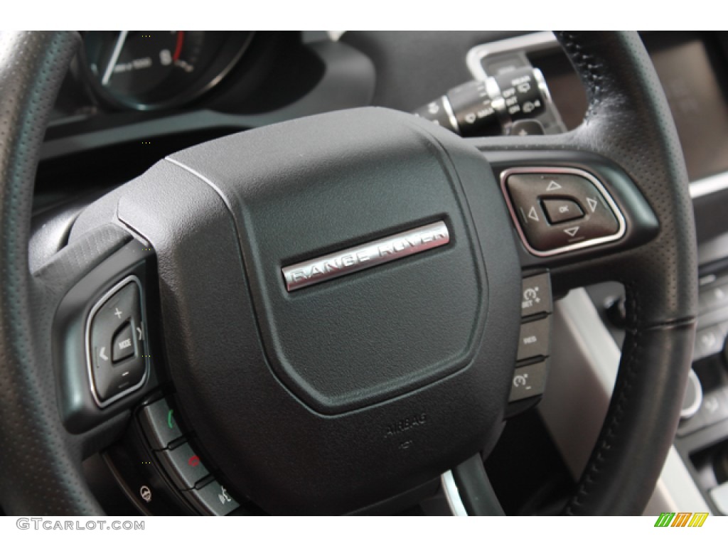 2012 Land Rover Range Rover Evoque Coupe Dynamic Dynamic Ebony/Pimento Steering Wheel Photo #77059154
