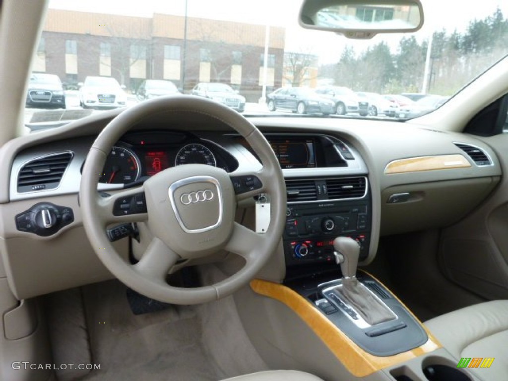 2009 Audi A4 2.0T Premium quattro Sedan Cardamom Beige Dashboard Photo #77062195