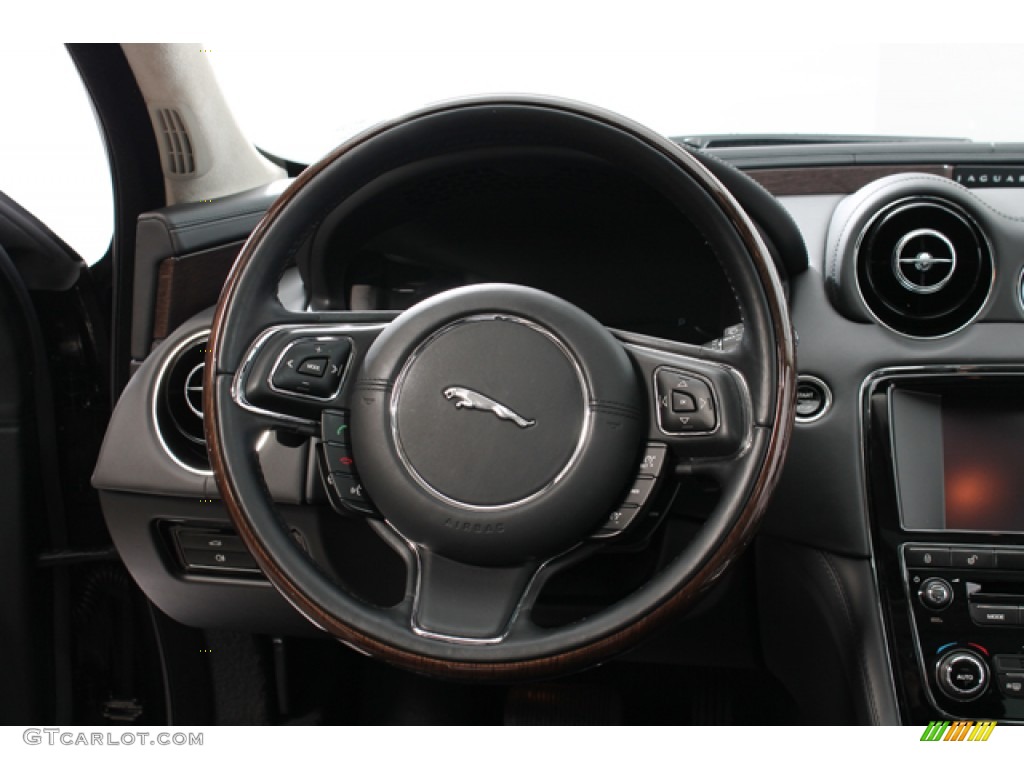 2012 Jaguar XJ XJL Supercharged Jet/Ivory Steering Wheel Photo #77063473