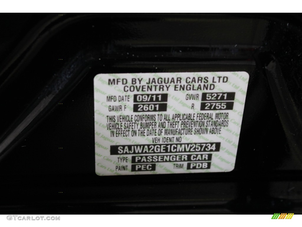 2012 XJ Color Code PEC for Ebony Photo #77063868
