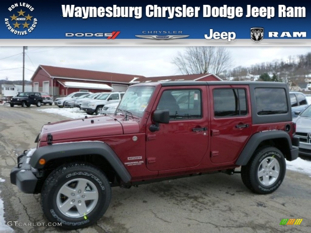 2013 Wrangler Unlimited Sport S 4x4 - Deep Cherry Red Crystal Pearl / Black photo #1