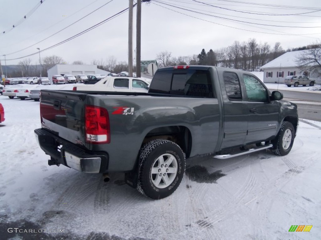 2011 Sierra 1500 SLE Extended Cab 4x4 - Gray Green Metallic / Ebony photo #3