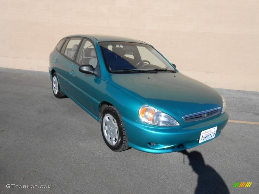 2002 Rio Cinco Hatchback - Emerald Green / Beige photo #3