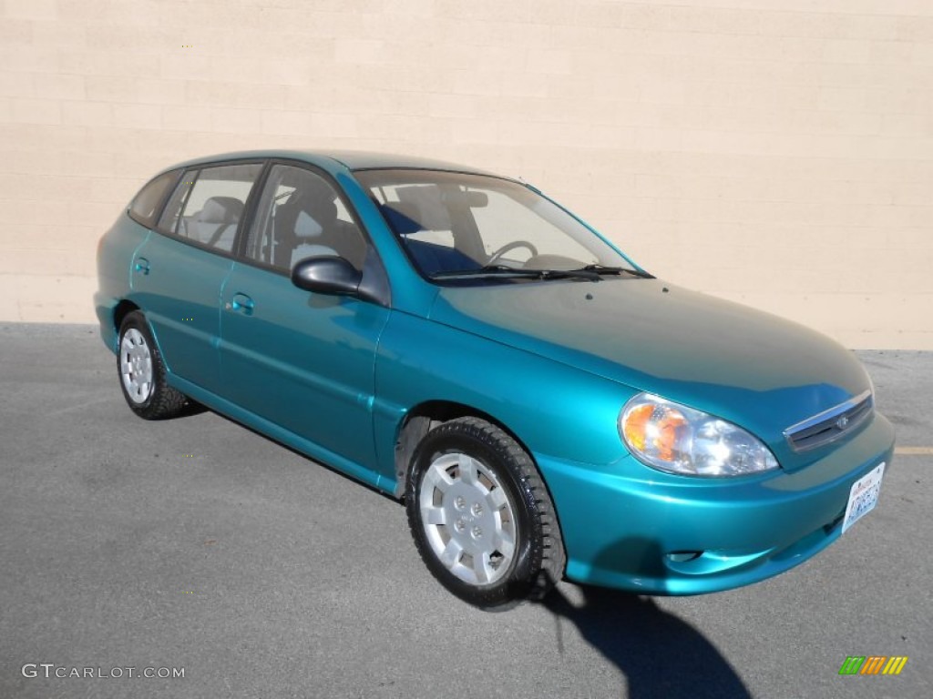 2002 Rio Cinco Hatchback - Emerald Green / Beige photo #4