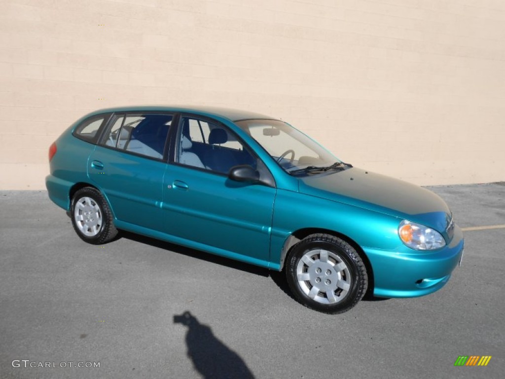 2002 Rio Cinco Hatchback - Emerald Green / Beige photo #6