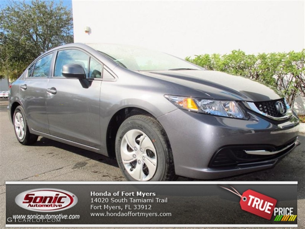 2013 Civic LX Sedan - Polished Metal Metallic / Gray photo #1