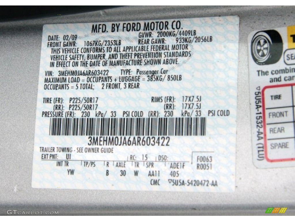 2010 Mercury Milan I4 Premier Parts Photos