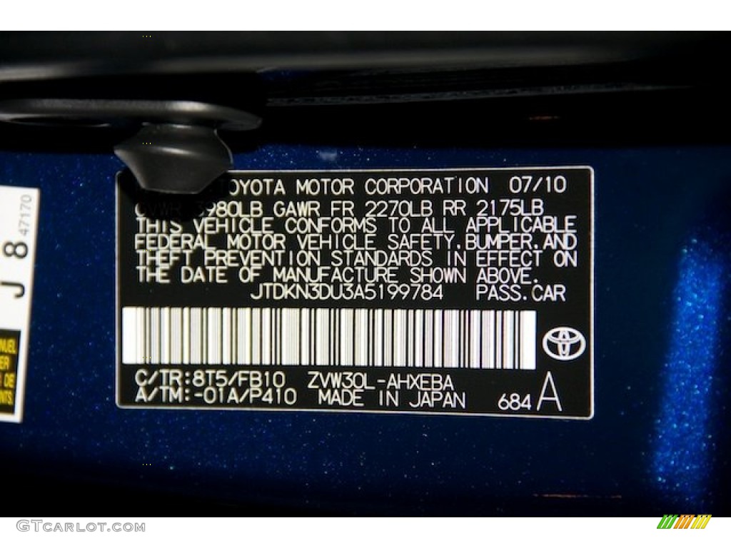 2010 Prius Hybrid II - Blue Ribbon Metallic / Dark Gray photo #34