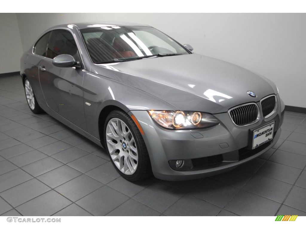 2008 3 Series 328i Coupe - Space Grey Metallic / Coral Red/Black photo #1