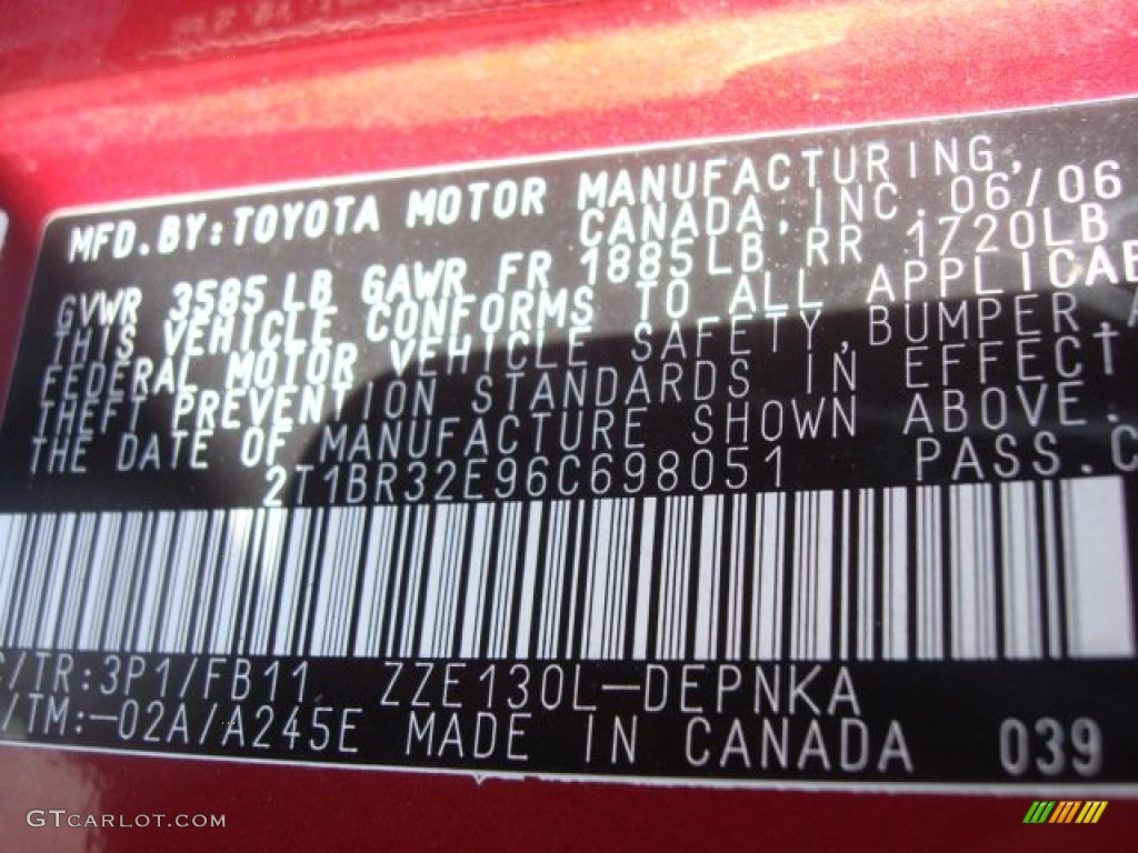 2006 Toyota Corolla LE Parts Photos