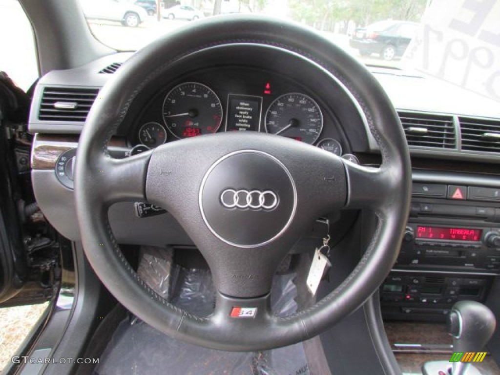 2004 Audi S4 4.2 quattro Sedan Black Steering Wheel Photo #77080391
