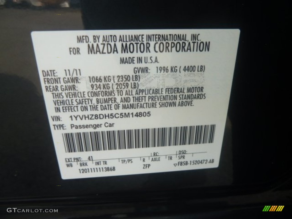 2012 MAZDA6 i Touring Sedan - Polished Slate / Black photo #24