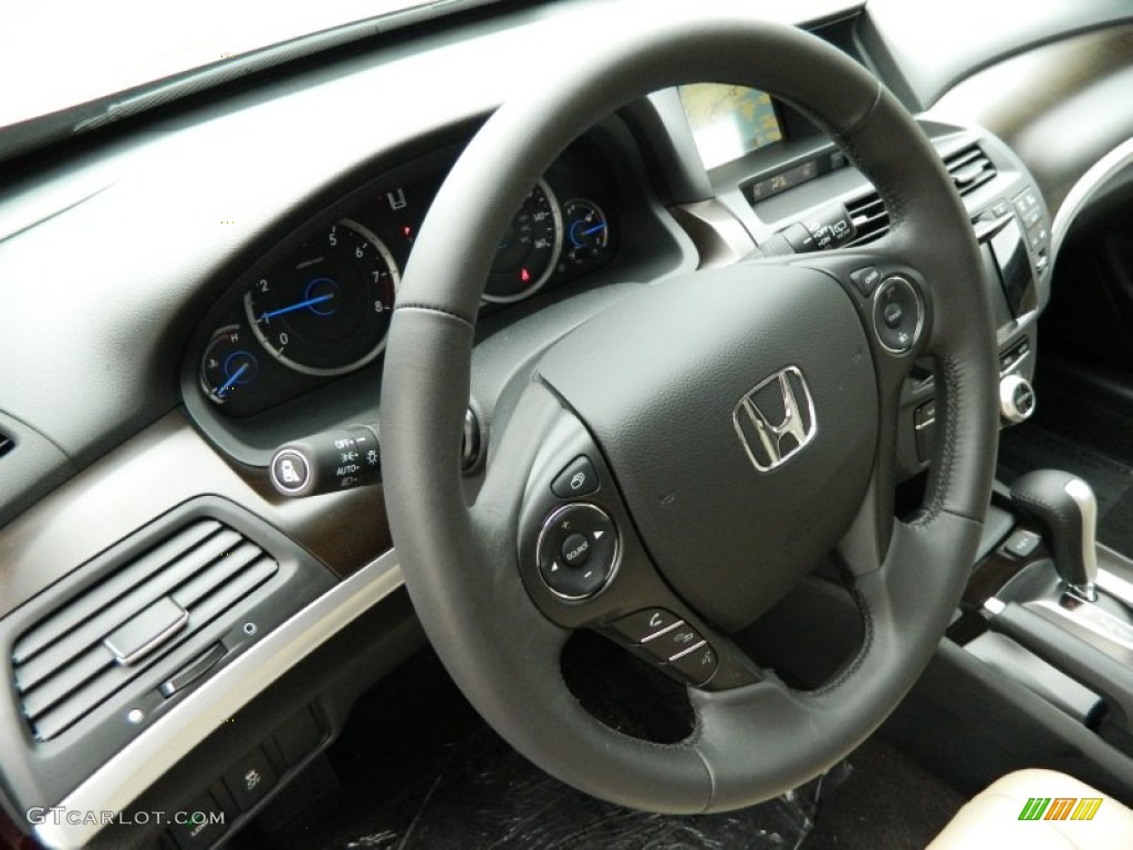 2013 Honda Crosstour EX-L Ivory Steering Wheel Photo #77084117