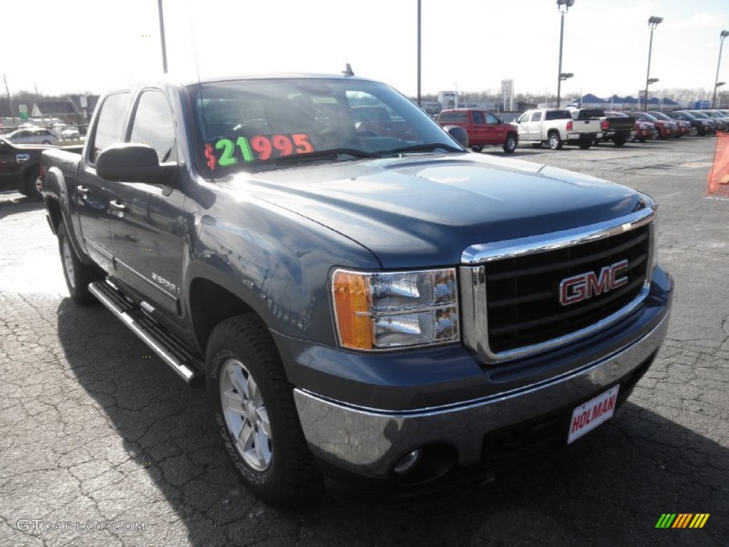 2008 Sierra 1500 SLE Crew Cab 4x4 - Stealth Gray Metallic / Ebony photo #2