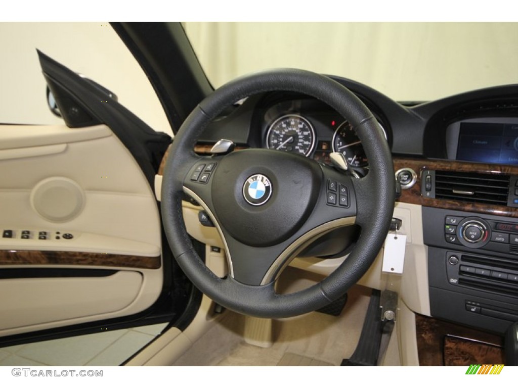 2008 BMW 3 Series 335i Convertible Cream Beige Steering Wheel Photo #77088994