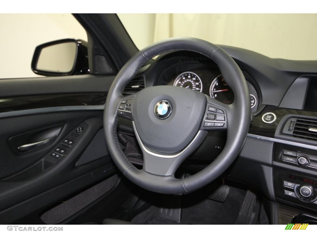 2012 BMW 5 Series 550i Sedan Black Steering Wheel Photo #77090929