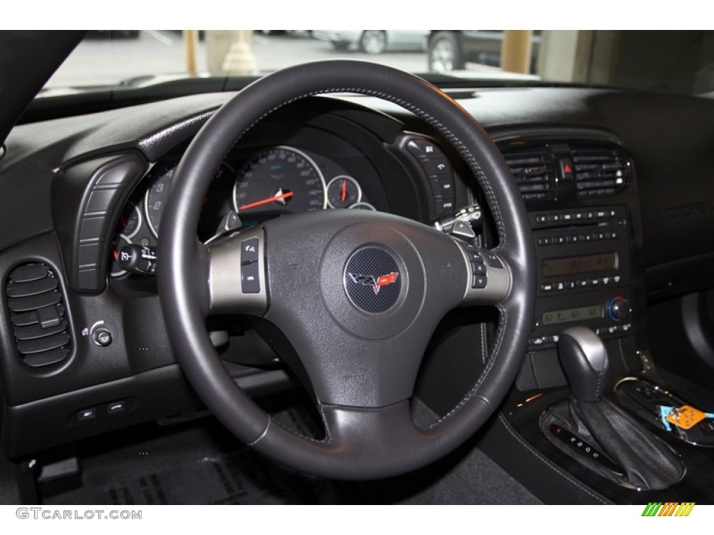 2009 Chevrolet Corvette Coupe Ebony Steering Wheel Photo #77092625