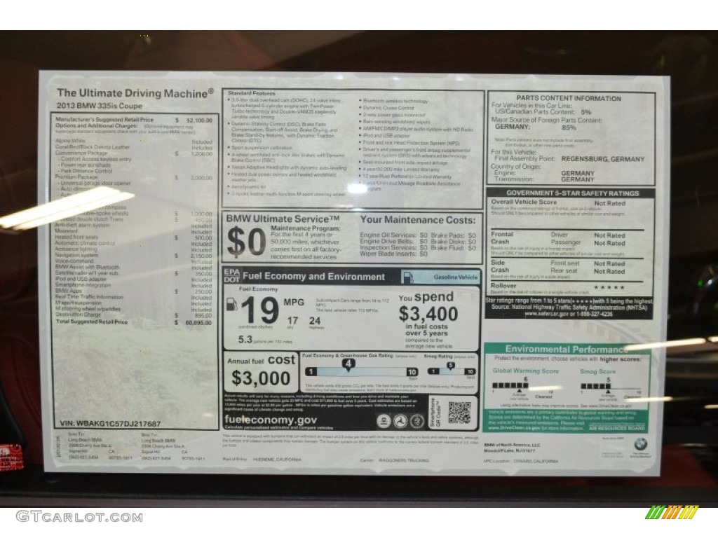 2013 3 Series 335is Coupe - Alpine White / Coral Red/Black photo #4