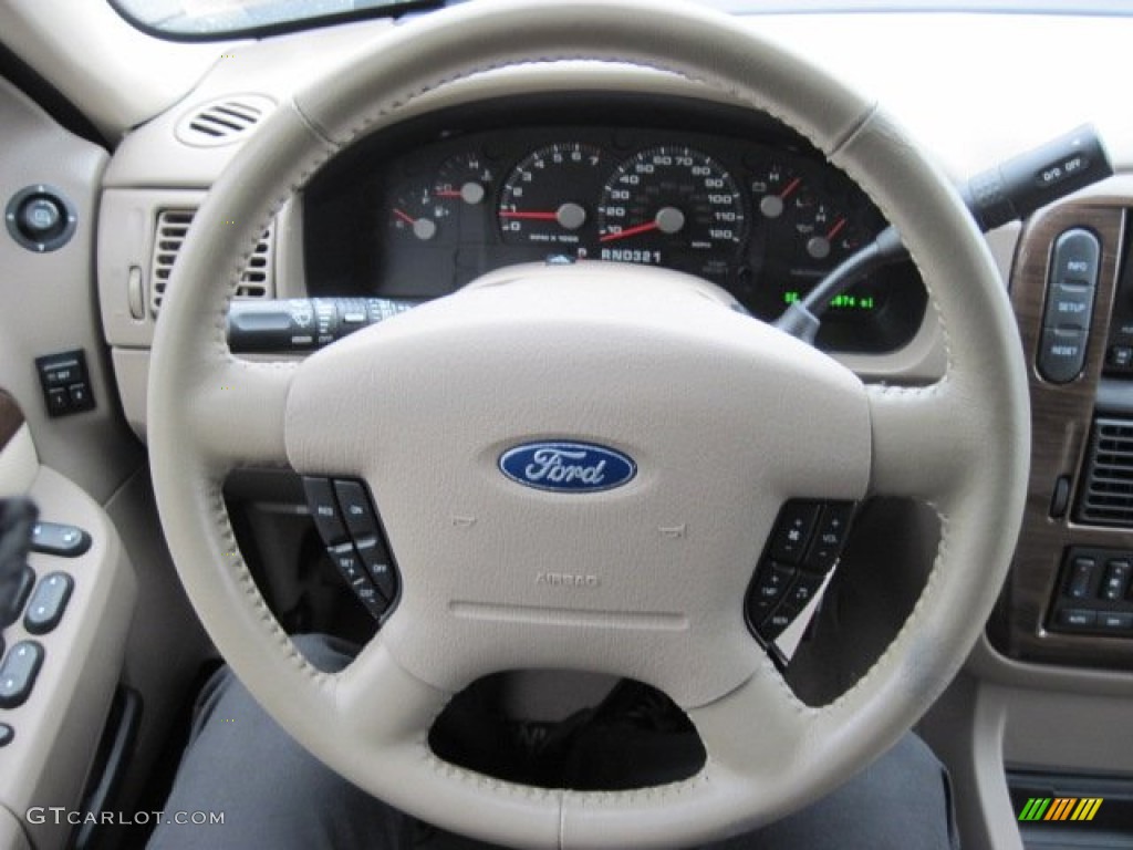 2005 Ford Explorer Eddie Bauer 4x4 Medium Parchment Steering Wheel Photo #77094720