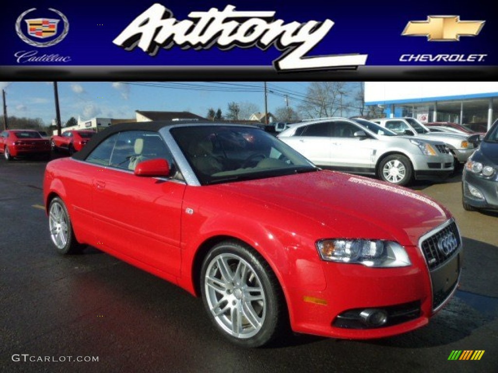 2009 A4 2.0T Cabriolet - Misano Red Pearl Effect / Beige photo #1