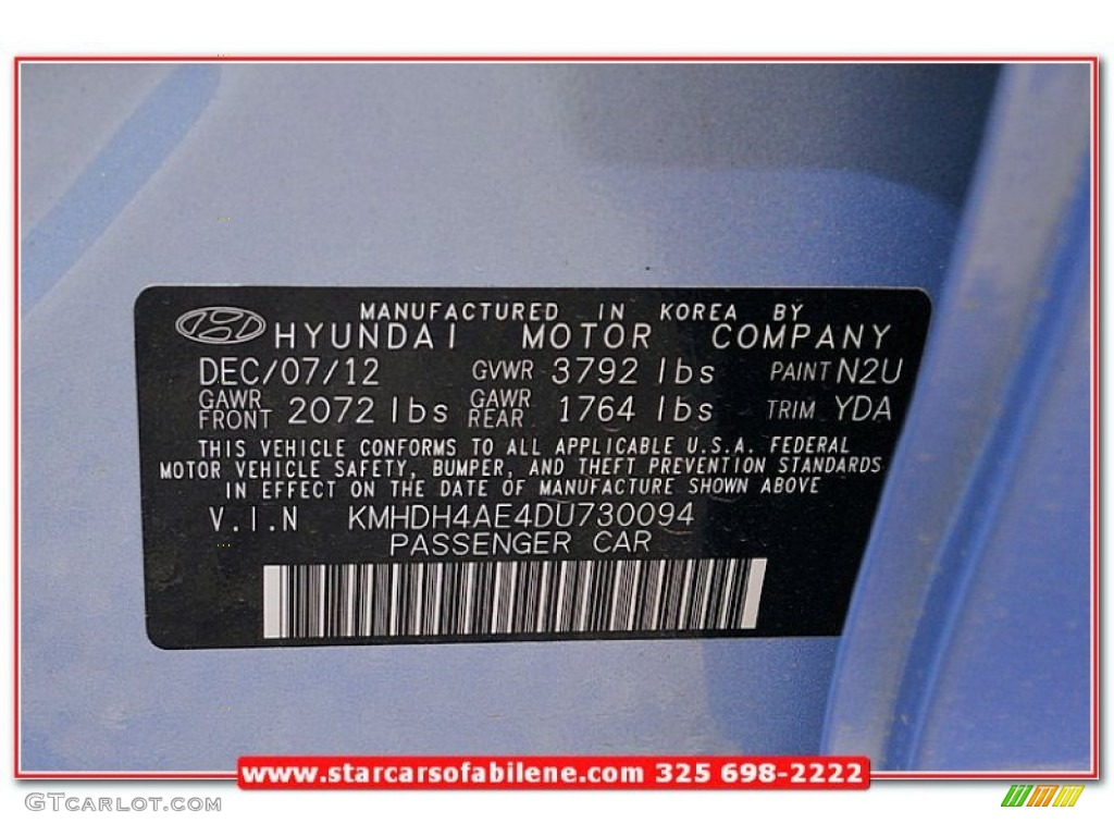 2013 Elantra GLS - Blue Sky Metallic / Beige photo #11