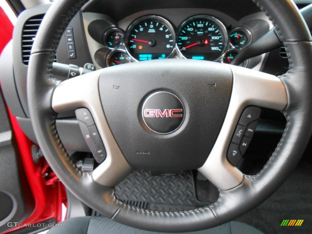 2011 GMC Sierra 1500 SLE Crew Cab 4x4 Ebony Steering Wheel Photo #77102616