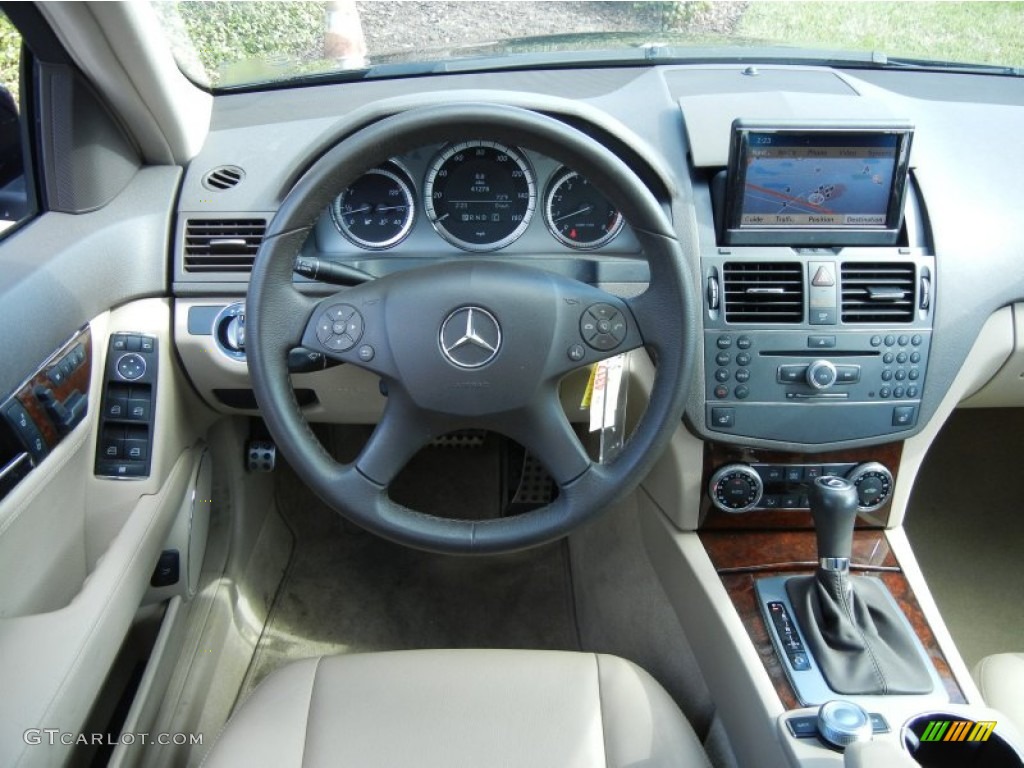 2010 Mercedes-Benz C 300 Sport Almond/Mocha Steering Wheel Photo #77104052