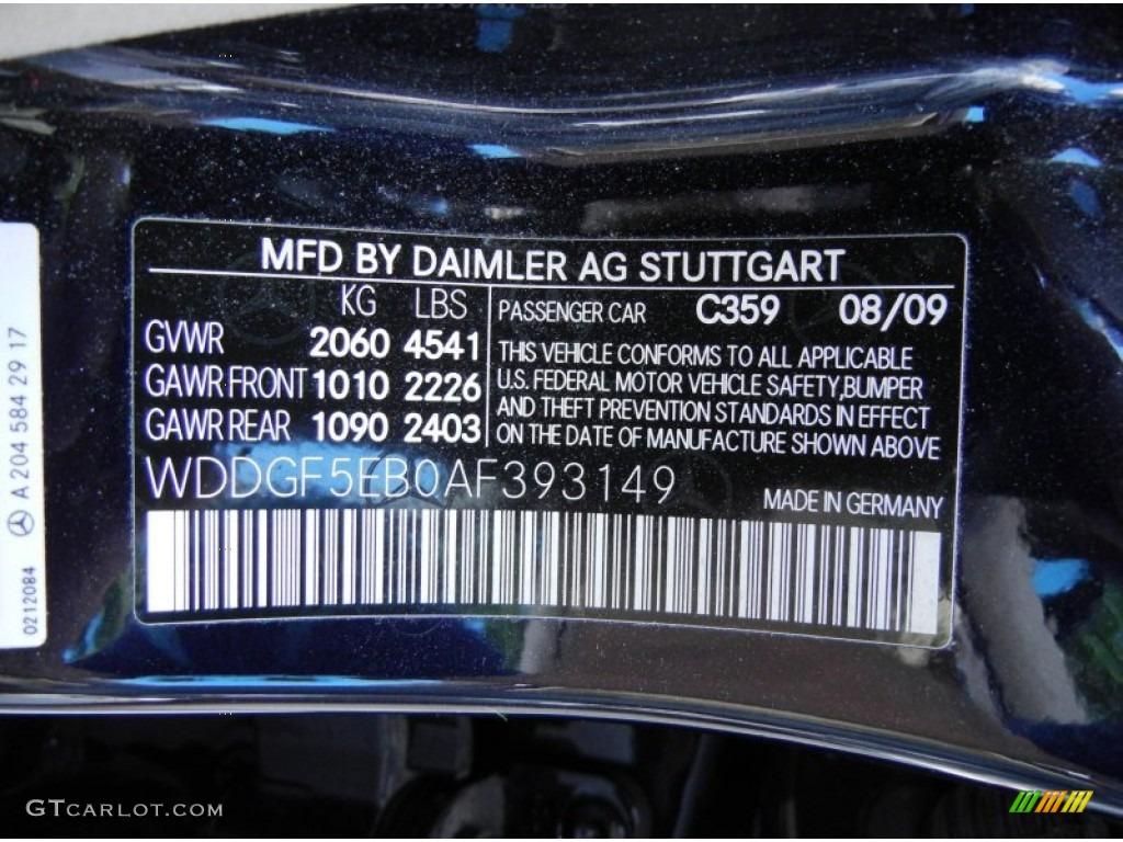2010 C Color Code 359 for Capri Blue Metallic Photo #77104122
