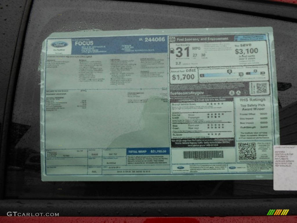 2013 Ford Focus SE Hatchback Window Sticker Photo #77104556