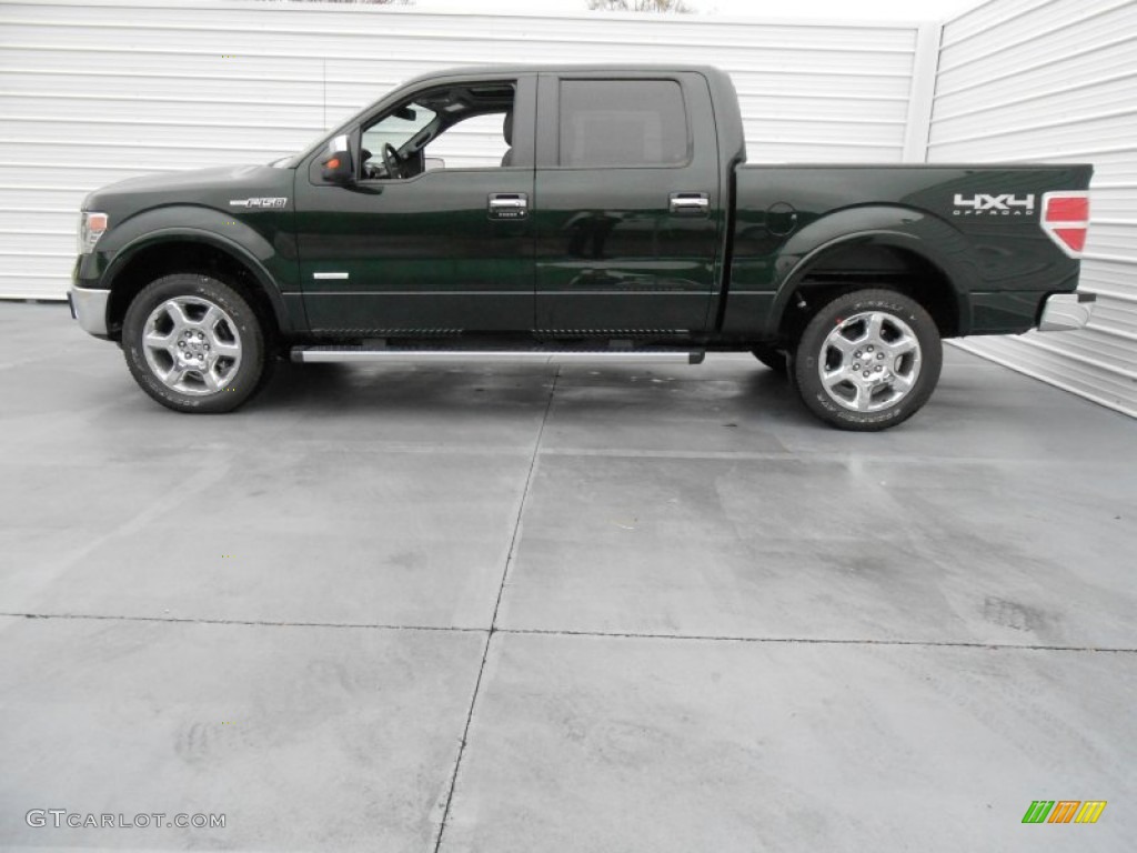 2013 F150 Lariat SuperCrew 4x4 - Green Gem Metallic / Black photo #6